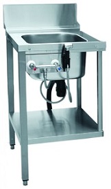 картинка Стол предмоечный СПМП-6-1 (560x671 мм) душ-стойка, мойка цельнотянутая 400х400х250 от магазина Одежда+