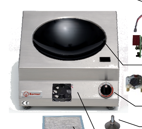картинка Деталировка индукционной плиты BERNER BWK3.5, BWK5, BWK7, BFW3.5, BFW5, BWBK8 от магазина Одежда+