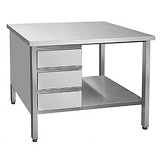 картинка Стол с тумбой островной СТО-7-1 (1000x700x860 мм) 3 выдвижных ящика, вся нерж. от магазина Одежда+