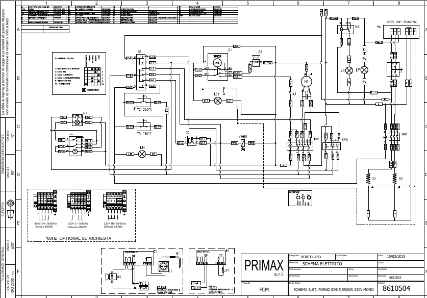 картинка Деталировка для EDE905HS_8610504_SCHEMA ELETTRICO EDE 5 GN11 RES. 2x2750W 230V .dwg (1) от магазина Одежда+
