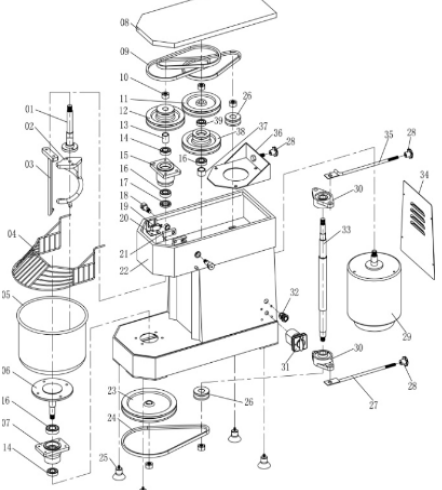 картинка Деталировка для Hakka тестомес HTD-20B от магазина Одежда+