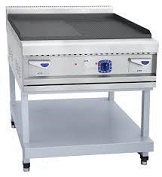 картинка Аппарат контактной обработки АКО-90П, стальная поверхность 834х703 мм, 1/2 гладкая - 1/2 рифленая, 900 серия, 840х900х950 мм, 12 кВт, 400В, подставка с полкой, вся нерж. от магазина Одежда+