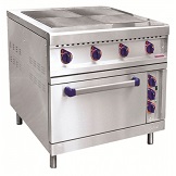 картинка Плита электрическая ЭПК-48ЖШ-К-2/1, 4 конфорки, КЭТ-0,09, духовка GN 2/1, конвекция, пароувлажнение, вся нерж. от магазина Одежда+