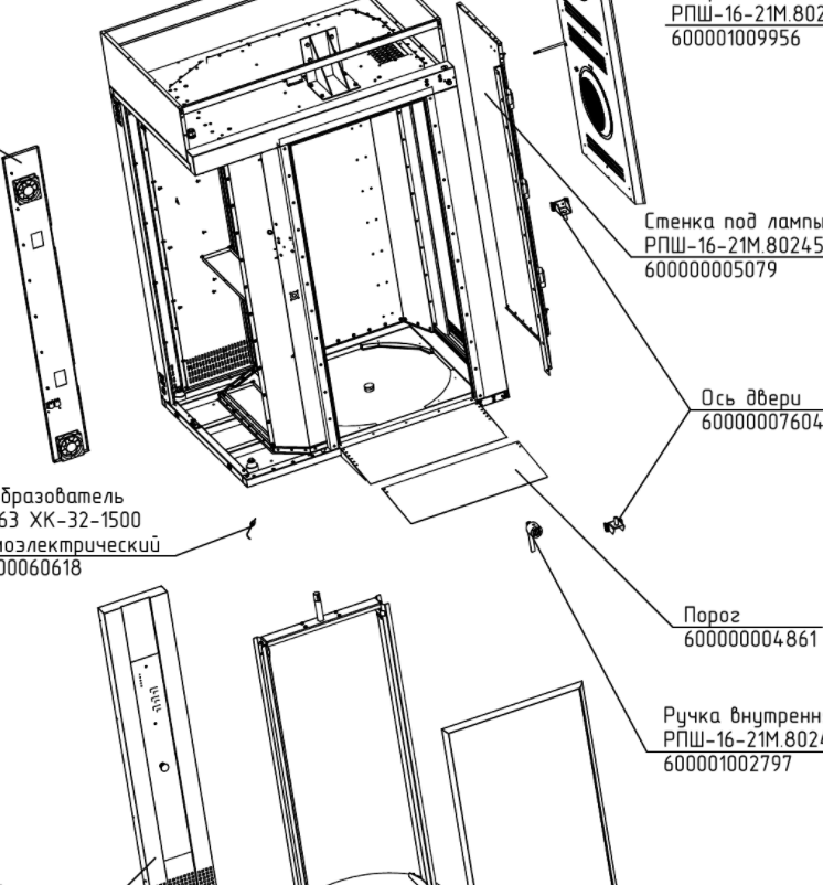 картинка Абат РПШ-16-2_1М ABAT (Ротационный пекарский шкаф). деталировка от магазина Одежда+
