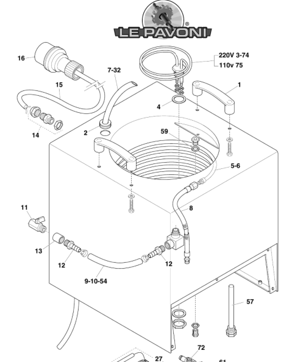 картинка Деталировка для Le Pavoni Maxi maticTUBO _RISCALDATO от магазина Одежда+