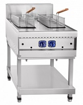 картинка Газовая фритюрница кухонная ГФК-90.2П, ванна 49 л, 2 корзины 507х190х105 мм, 900 серия, 641х911х1053 мм, +110…+190 С, пьезорозжиг, газ-контроль, 4 горелки, 20 кВт, вся нерж. от магазина Одежда+