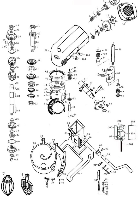 картинка Миксер_планетарный HKN-IP10F_(взрыв-схема) от магазина Одежда+
