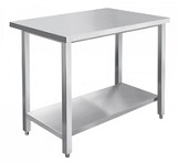 картинка Столы островные (600 серия)   (столешница-нерж., каркас с полкой-нерж.) СПРО-6-1 (800x600x850мм.) от магазина Одежда+