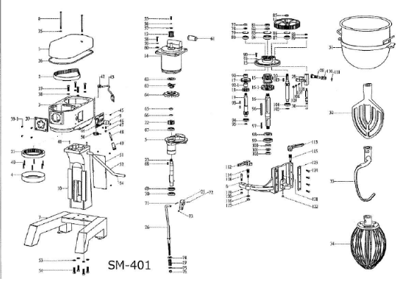 картинка Деталировка для SM-401 PARTS DRAWING от магазина Одежда+